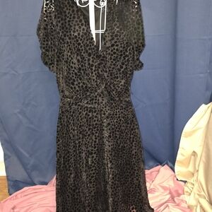 Dkny Black Velvet Dot Wrap Midi Dress